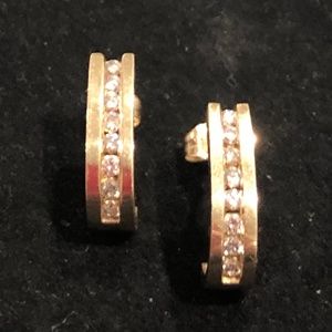 14K yellow gold and 1/2 Carat TW real diamond channel set earrings. Gift box inc